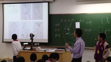 浙美版美术六下第2课《用线画人物》课堂教学视频实录-张挺峰